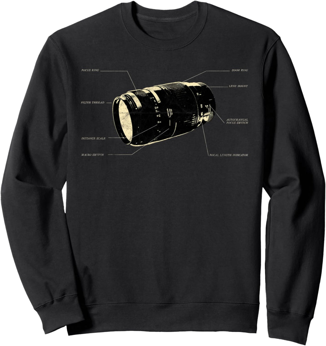 Vintage Photographer DSLR Objektiv Lens Anatomy Analog Film Sweatshirt