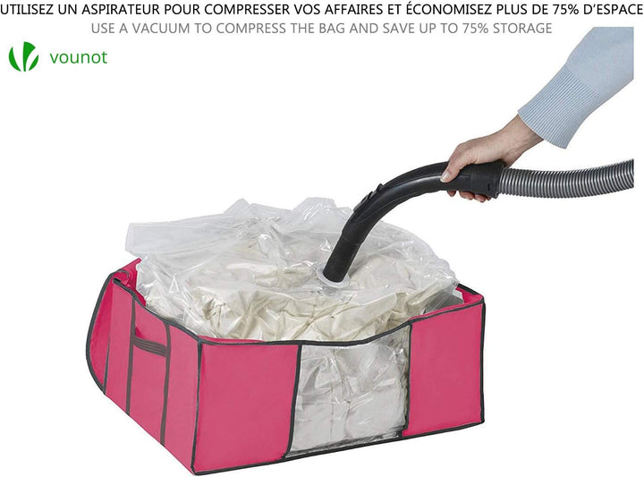 VOUNOT® Vakuum Aufbewahrungstasche mit Pumpe, 4 Stück Vakuumbeutel, 4 Stück Aufbewahrungstasche mit