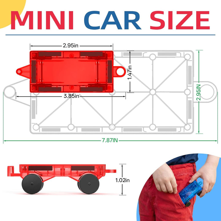 8 Stück Magnetbausteine Mini Auto Set Kompatibel mit Mini- und Standard Magnetische Bausteine Reises