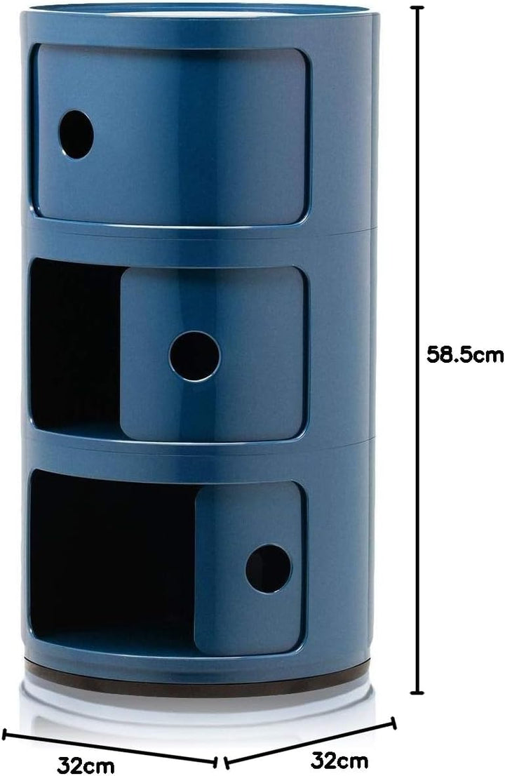 Kartell Componibili, 3 Elements, Blau, Runde