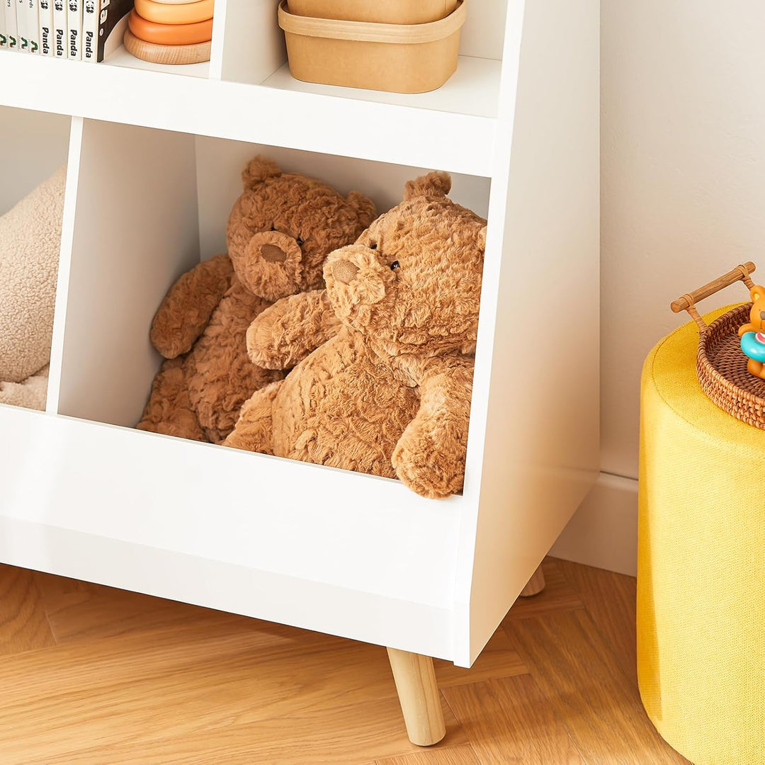 SoBuy Bücherregal Kinder, Kinderregal mit 5 Fächern und Massivholzbeinen, Regal Kinderzimmer, Kinder
