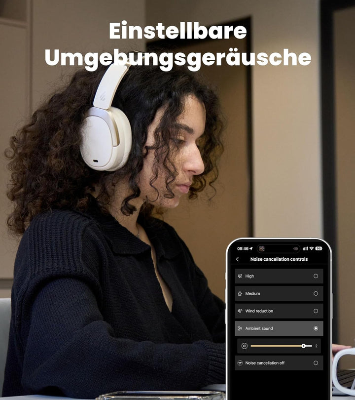 Edifier W80 Over-Ear-Kopfhörer mit aktiver Geräuschunterdrückung (-49 dB), LDAC AAC Hi-Res kabelgebu