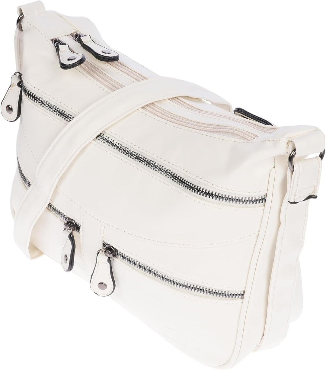 Christian Wippermann Damen Tasche Schultertasche Umhängetasche Crossover Bag Leder Optik Handtasche