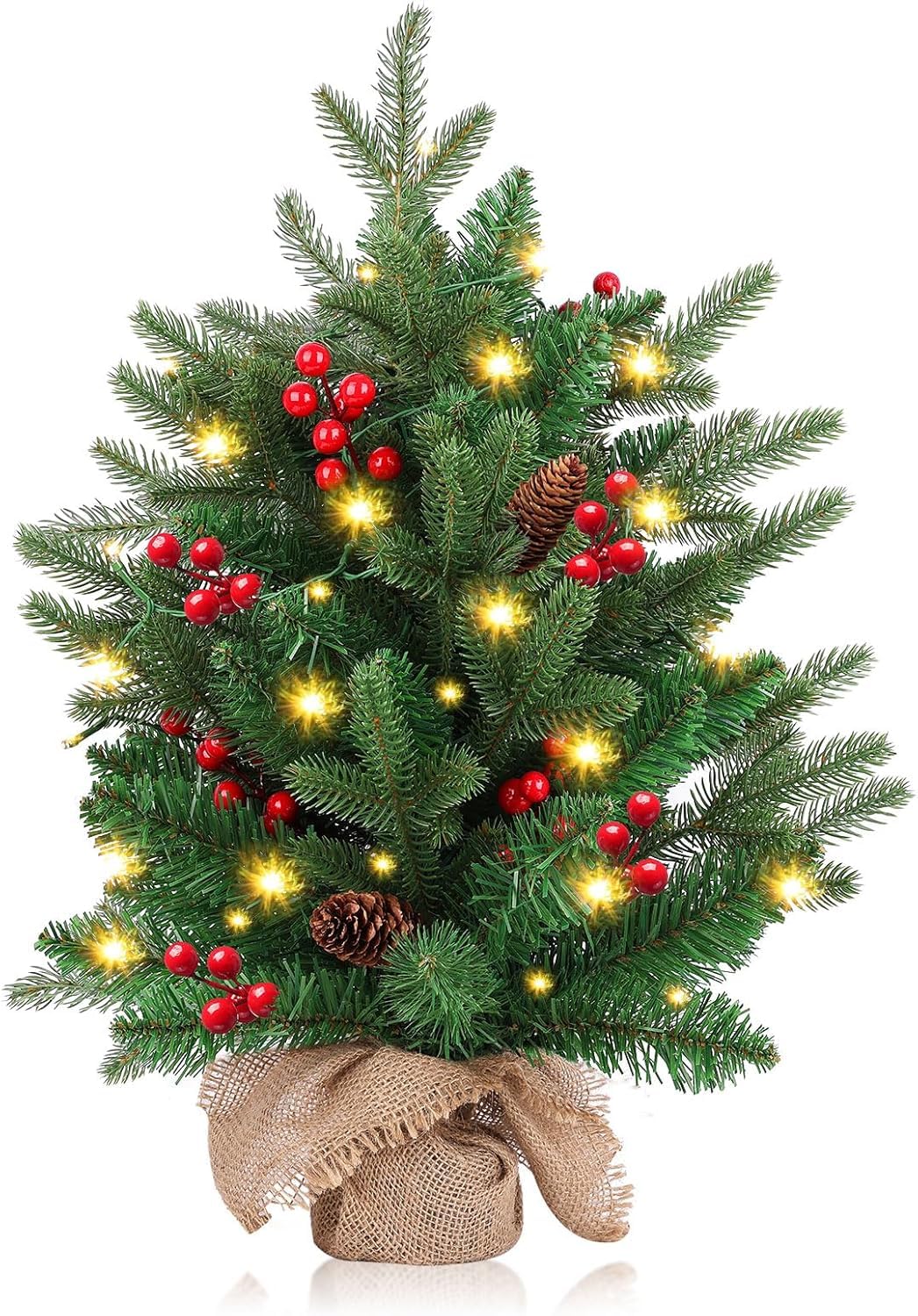Weihnachtsbaum,50 cm künstlicher Weihnachtsbaum,Weihnachtsbaum mit Beleuchtung mit 2 m LED-Lichtern,