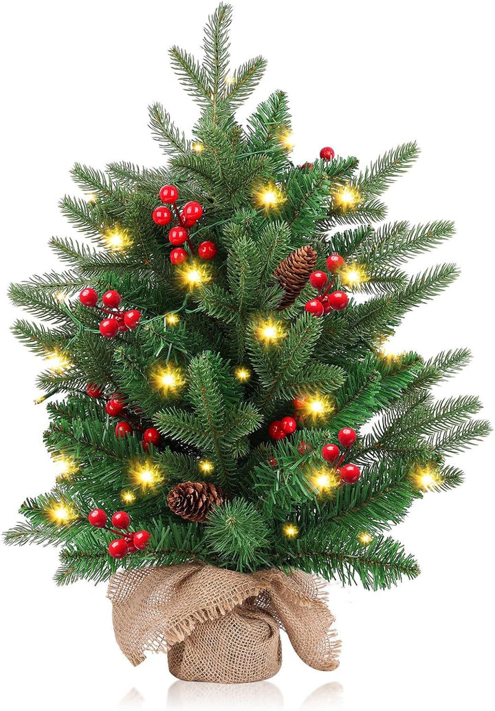 Weihnachtsbaum,50 cm künstlicher Weihnachtsbaum,Weihnachtsbaum mit Beleuchtung mit 2 m LED-Lichtern,