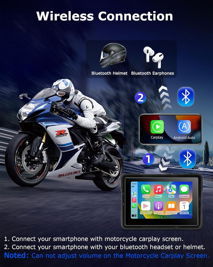 Jansite Motorrad Carplay Bildschirm Android Auto mit TPMS Reifendruckkontrollsystem, Motorrad Navi m