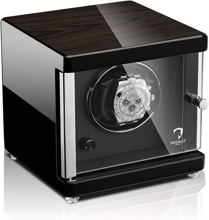 MODALO Uhrenbeweger (Watch Winder) Ambiente MV4 für 1 Uhr Schwarzes Makassar-Holz Design…