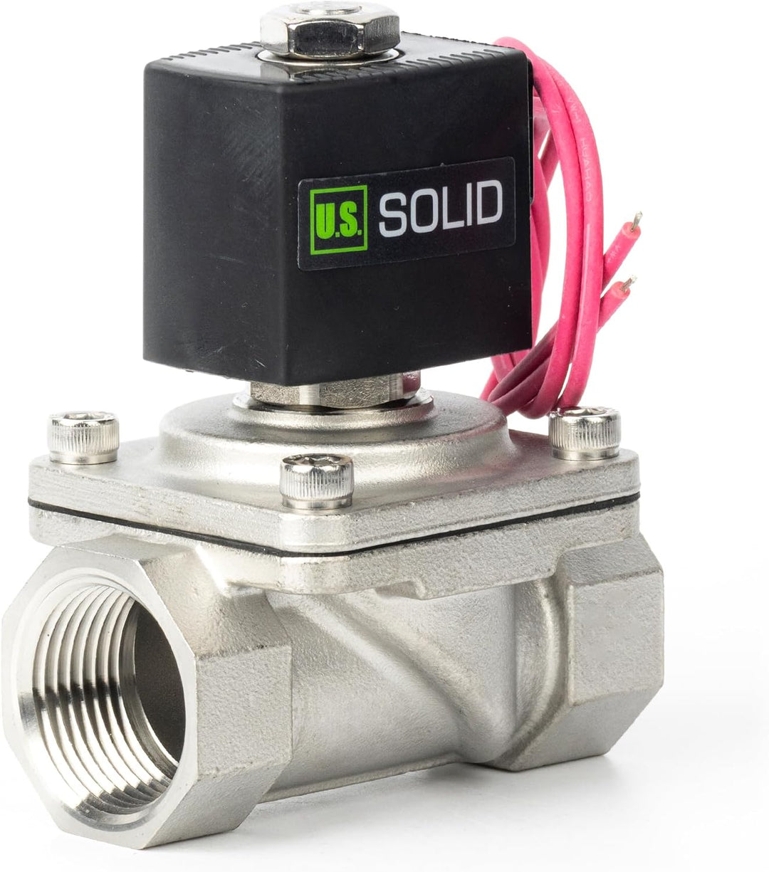 U.S. Solid 1" Magnetventil - Edelstahl DC 12V mit Viton-Dichtung, stromlos geschlossen, Bleidraht-Ty