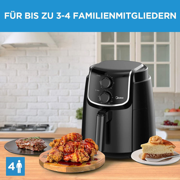 Midea MF-TN40D2 Airfryer XL, Heissluftfritteuse 4L,Dual Cyclone Technology, 90% Weniger Fett Heisslu