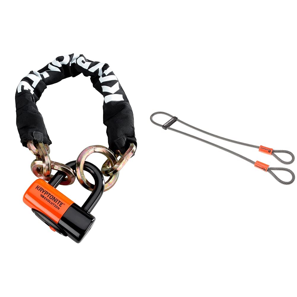 Kryptonite 1275 Kettenschloss, Schwarz, 75cm & Schlaufenkabel Krypto Flex 76 cm, ⌀5mm Bundle mit Sch