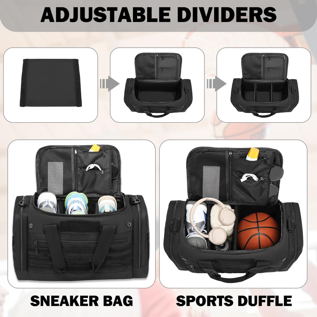 65L Sporttasche Herren mit 2 Trennwänder Reisetasche Einsatztasche | wasserabweisend Sport Duffle Ba