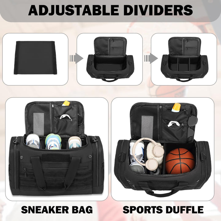 65L Sporttasche Herren mit 2 Trennwänder Reisetasche Einsatztasche | wasserabweisend Sport Duffle Ba