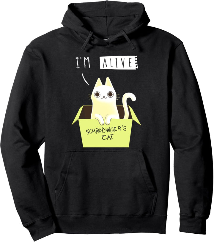 Cute Schrödinger's Cat Alive and Dead Pullover Hoodie
