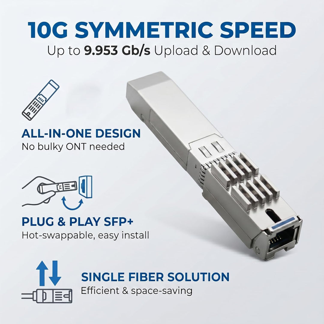 XGSPON ONU Stick SFP+ Transceiver, 10G symmetrisches Glasfaser-Gateway-Modul, langlebige Metallhalte