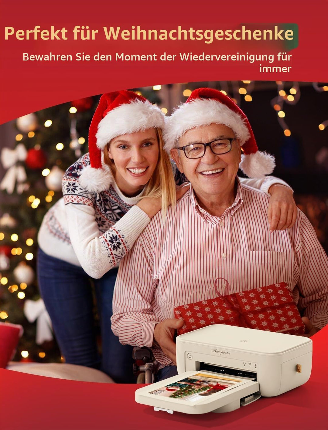 HPRT Fotodrucker 4x6, +20 Blatt &amp; 1 Farbband, WLAN-fähiger drahtloser Sofortbilddrucker für iPhone,