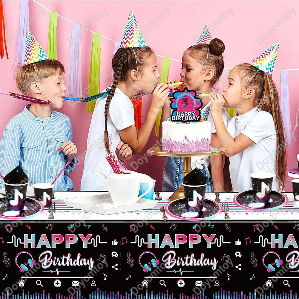 Musik Geburtstag Deko,Doyomtoy 50 Stück Musiknoten Partygeschirr Set Cake Topper Musik Geburtstag Pa