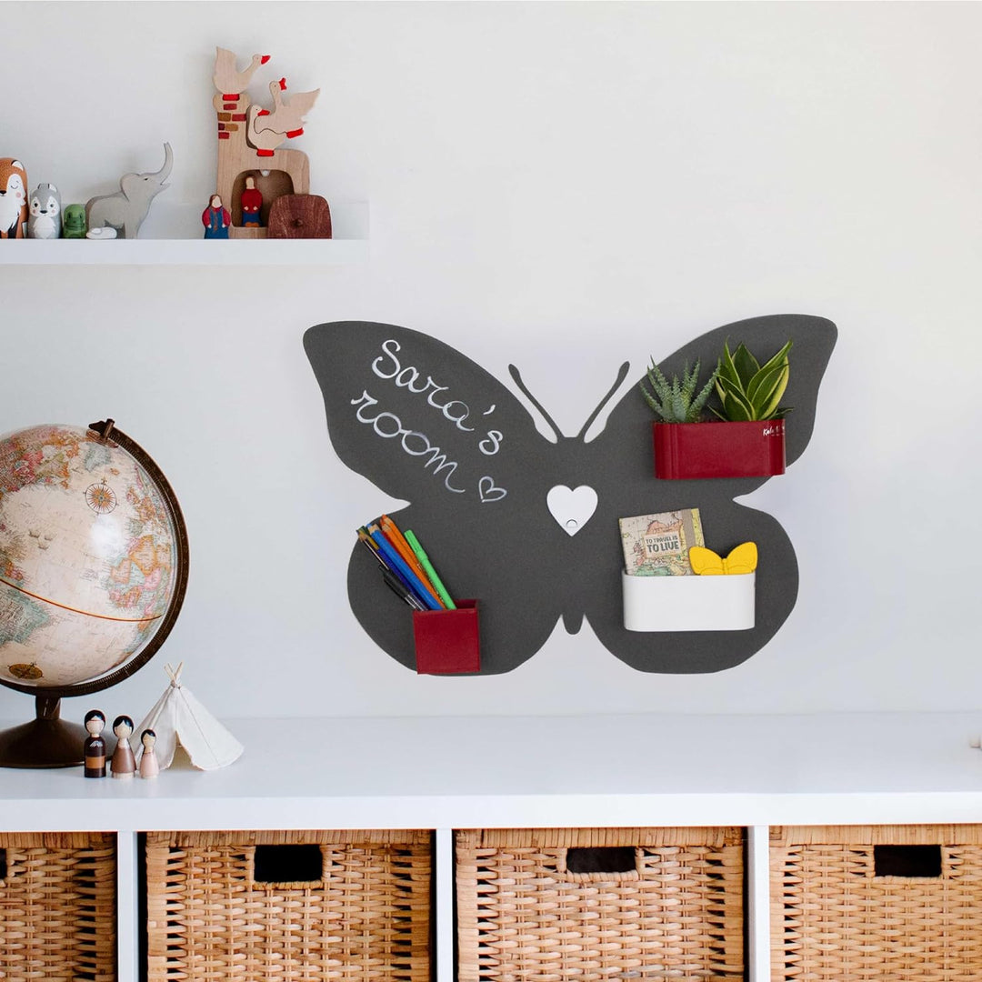 Kalamitica Schmetterling-Design magnetische Kreidetafel aus Stahl Grösse 56x38x0,12cm Farbe: Anthraz