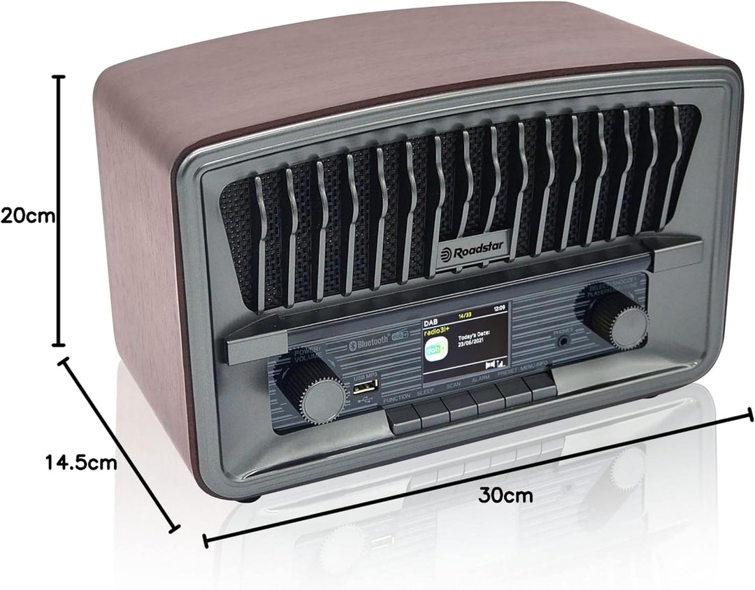 Roadstar HRA-270 D+BT Retro-Radio (Nostalgieradio mit DAB+/FM, Bluetooth, USB/MP3-Player, Aux-In und