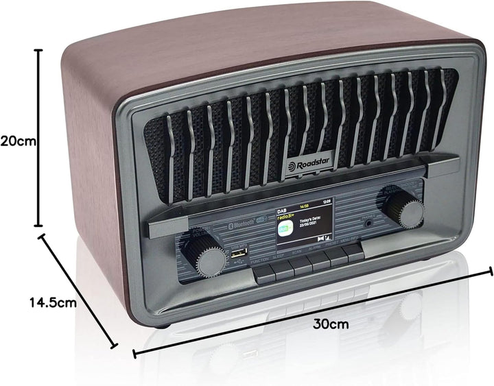 Roadstar HRA-270 D+BT Retro-Radio (Nostalgieradio mit DAB+/FM, Bluetooth, USB/MP3-Player, Aux-In und