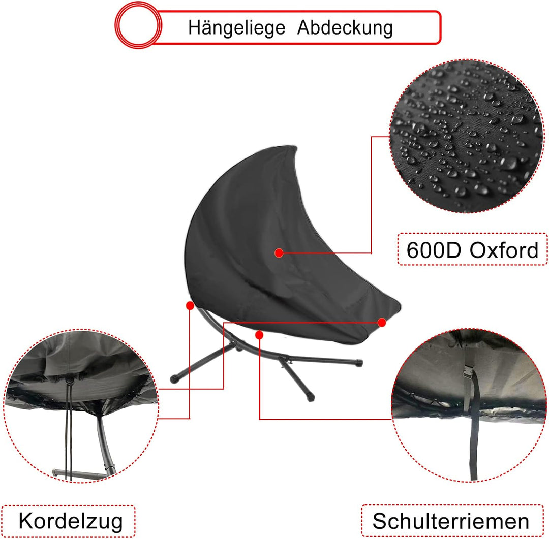 EKQSGLC Hängeliege Abdeckung, 600D Schutzhülle für Schwingliege, Schwebeliege Abdeckhaube Wasserdich