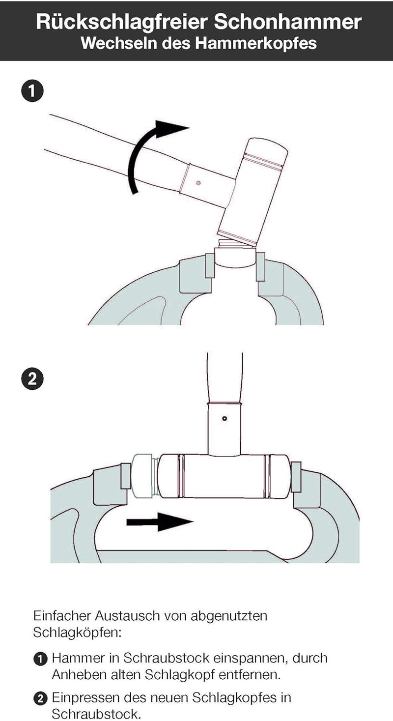 Wiha Safety Schonhammer / Hammer mit Härtegrad 2 - blau, gelb / Kunststoffhammer rund, Gewicht 1100