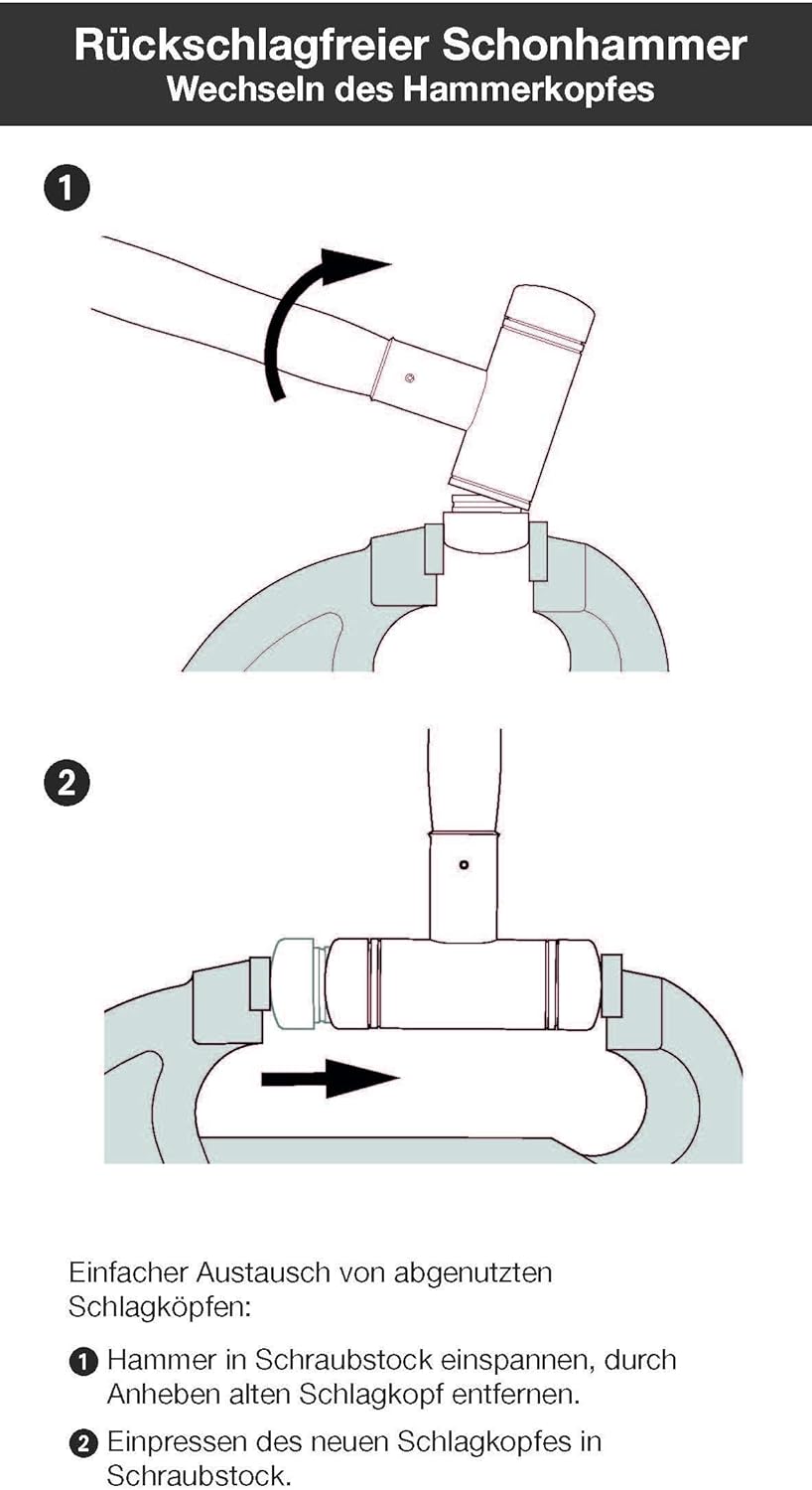 Wiha Safety Schonhammer / Hammer mit Härtegrad 4 - schwarz, gelb / Kunststoffhammer rund, Gewicht 11
