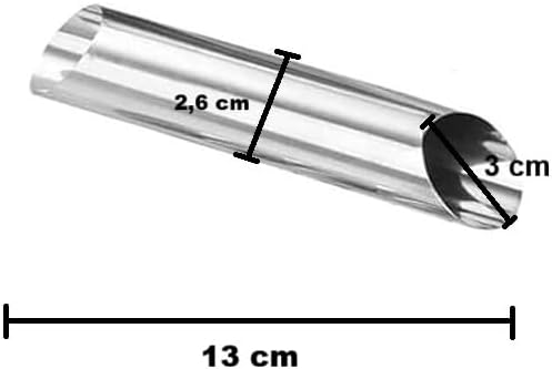 Cannoli Backform (13 cm x 3 cm), 20 St Röhrchen - EXTRA BREIT aus Edelstahl, Backform, Gerade Röhren