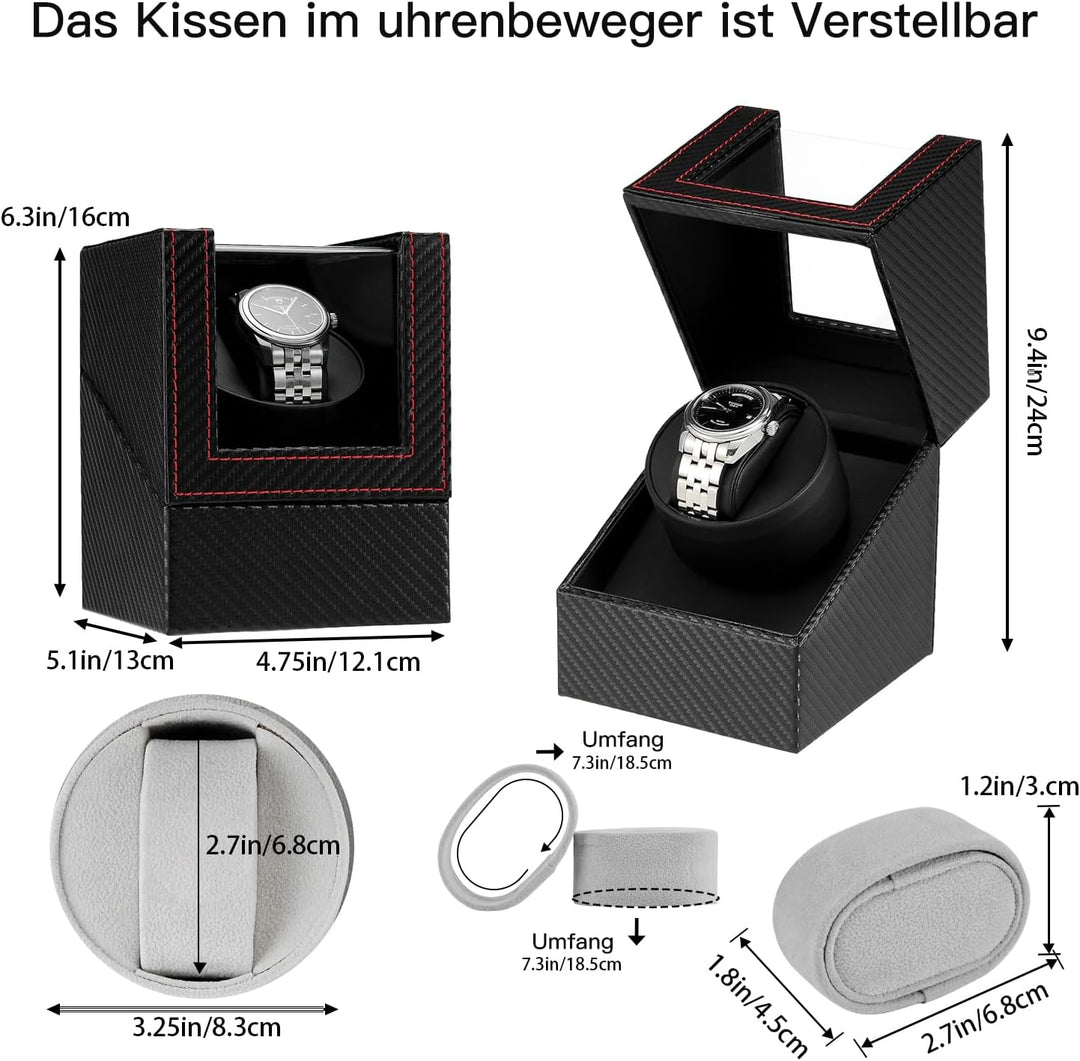LINGFANSTORE Automatische Uhrenbeweger Box,luxuriöser Single Uhrenbeweger,Uhrengehäuse mit leisem Ma