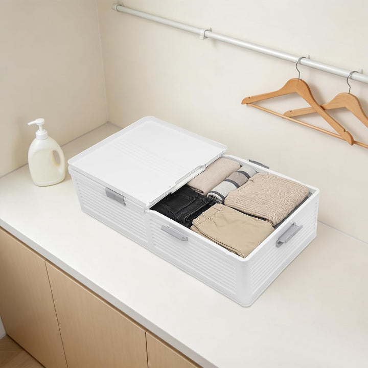 Faltbare Unterbettkommode mit Rollen, Betten Box Stauraum Bett Aufbewahrungsbox mit 6 Schnallen &amp; Do