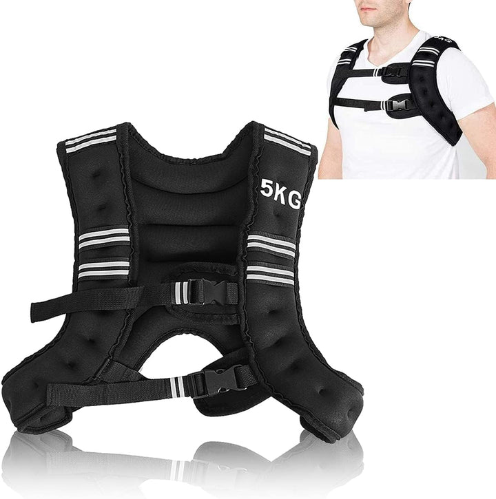 RELAX4LIFE 5/9 kg Gewichtsweste, Ergonomische Fitnessweste, mit reflektierenden Streifen & verstellb