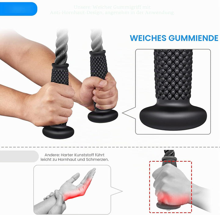 Kipika Trizepsseil, Kabelmaschinen-Befestigungen, Seilzugsystem, Fitnessstudio, Robustes Nylonseil m