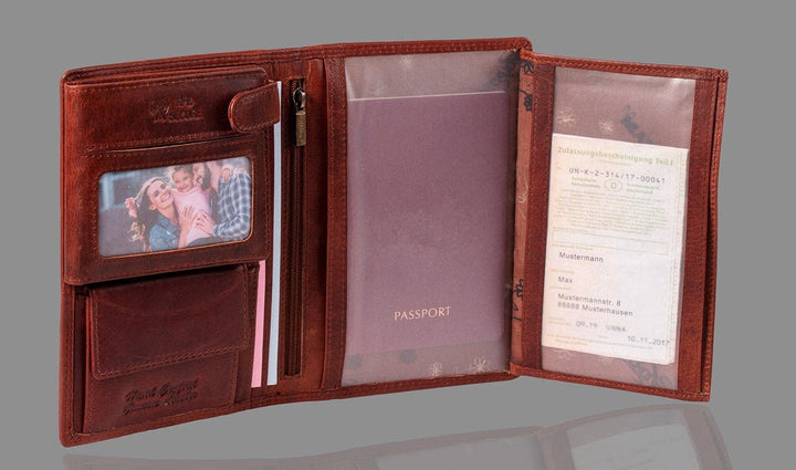 MATADOR Damen Echt Leder Brieftasche Geldbörse Damen TüV Geprüfter RFID Travel Organizer Blumen Vint