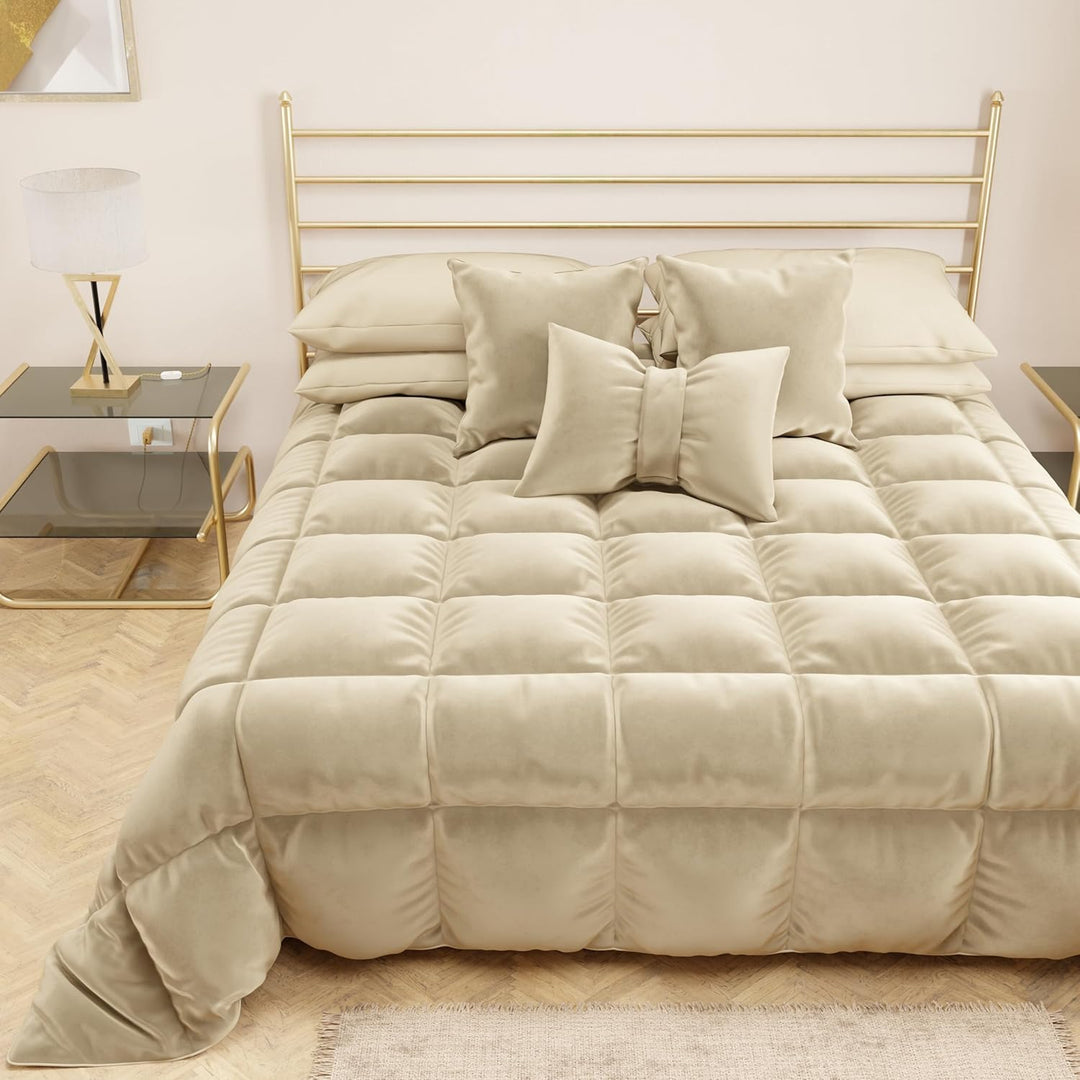 PETTI Artigiani Italiani - Steppdecke aus weichem und warmem Samt 350 g/m², Einzelbett, wendbar, Ste