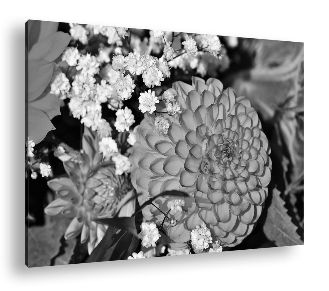 deyoli farbenfroher Blumenstrauss Format: 80x60 als Leinwand, Effekt: Schwarz&Weiss, Motiv fertig ge