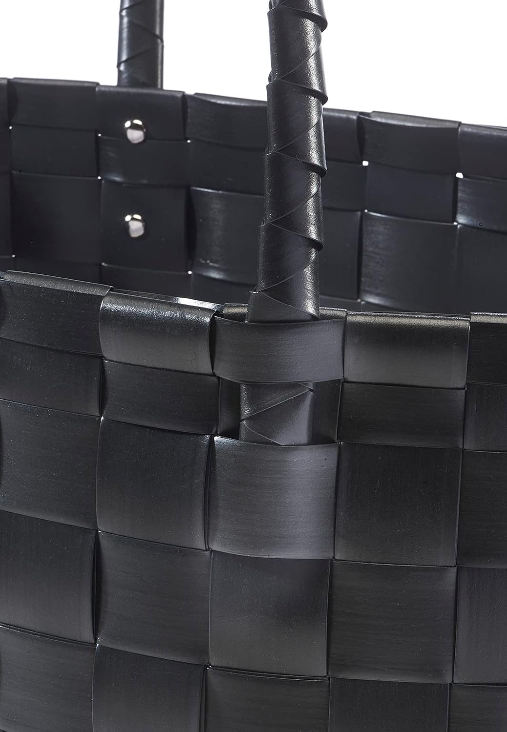 Kobolo Tasche Einkaufstasche Einkaufskorb geflochten Kunststoff Shopper - Noir XXL - schwarz