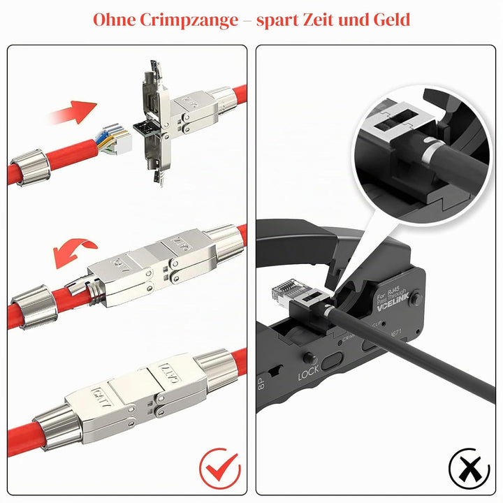 songyea 4×RJ45 Verbinder, Werkzeugloser Netzwerkkabelverbinder, RJ45 Stecker CAT5e, CAT6, CAT7 Verle