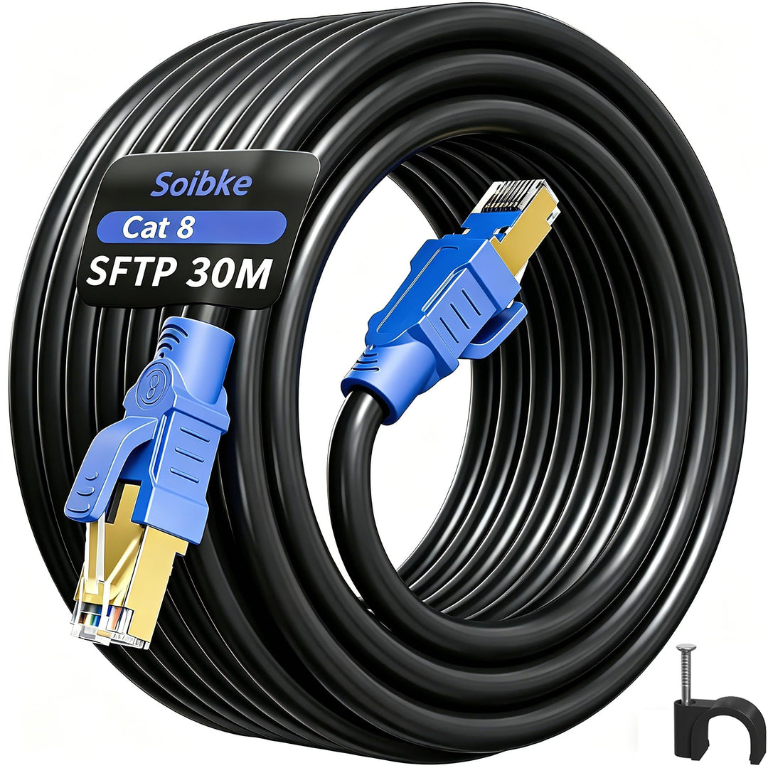 Soibke Cat 8 LAN Kabel - 5meter, 10meter, 15meter, 20meter, 30meter Outdoor Wifi Kabel - Hochgeschwi