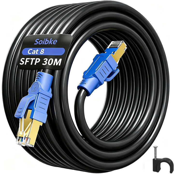 Soibke Cat 8 LAN Kabel - 5meter, 10meter, 15meter, 20meter, 30meter Outdoor Wifi Kabel - Hochgeschwi