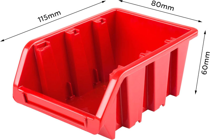 Lagersystem Werkstattregal | 115 x 39 cm | 70 stck. Box | Wandregal mit Stapelboxen - Wandplatten Ex