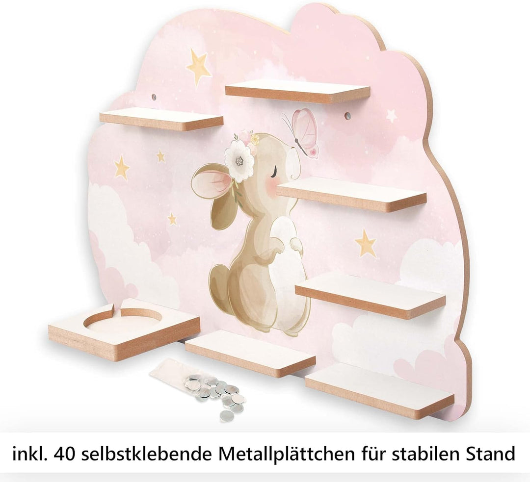 Kreative Feder Regal „Häschen &amp; Schmetterling“ geeignet für Toniebox und Tonies inkl. 40 Metallplätt