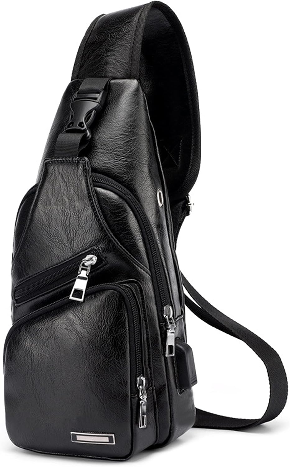 VARLIVOO Herren Sling Bag mit USB Port Brusttasche für Herren Schultertasche Fitness Radfahren Hikin