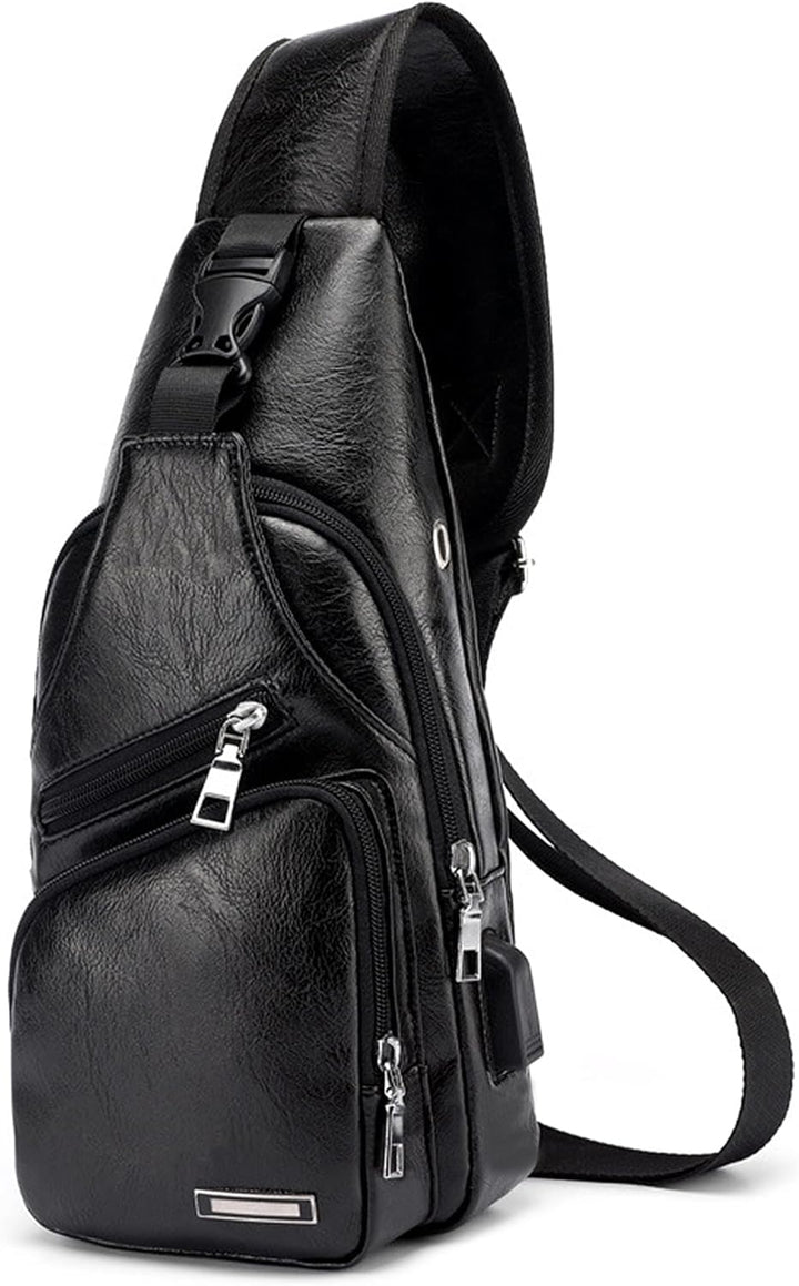 VARLIVOO Herren Sling Bag mit USB Port Brusttasche für Herren Schultertasche Fitness Radfahren Hikin