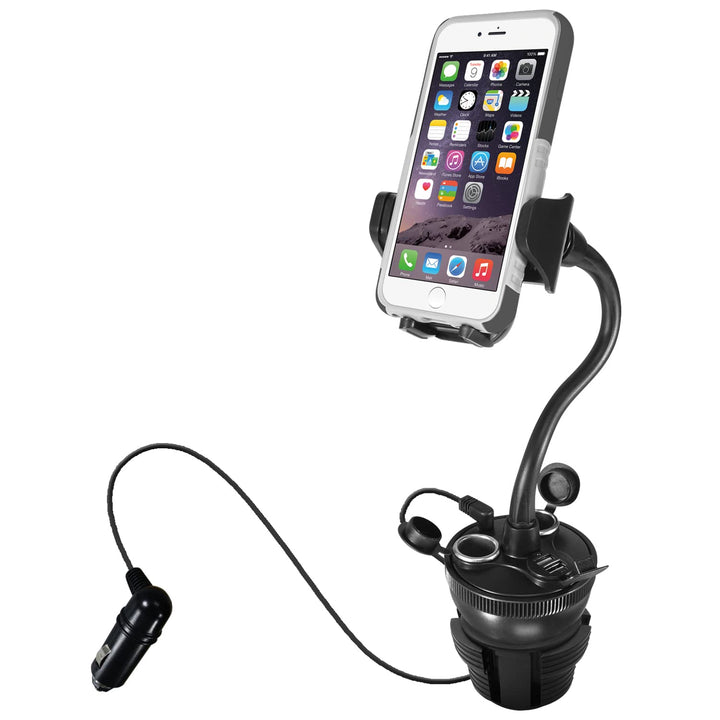 Macally MCUPPOWER Autohalterung mit 21 W Ladegrät für iPhone, Samsung & andere Smartphones Getränkeh