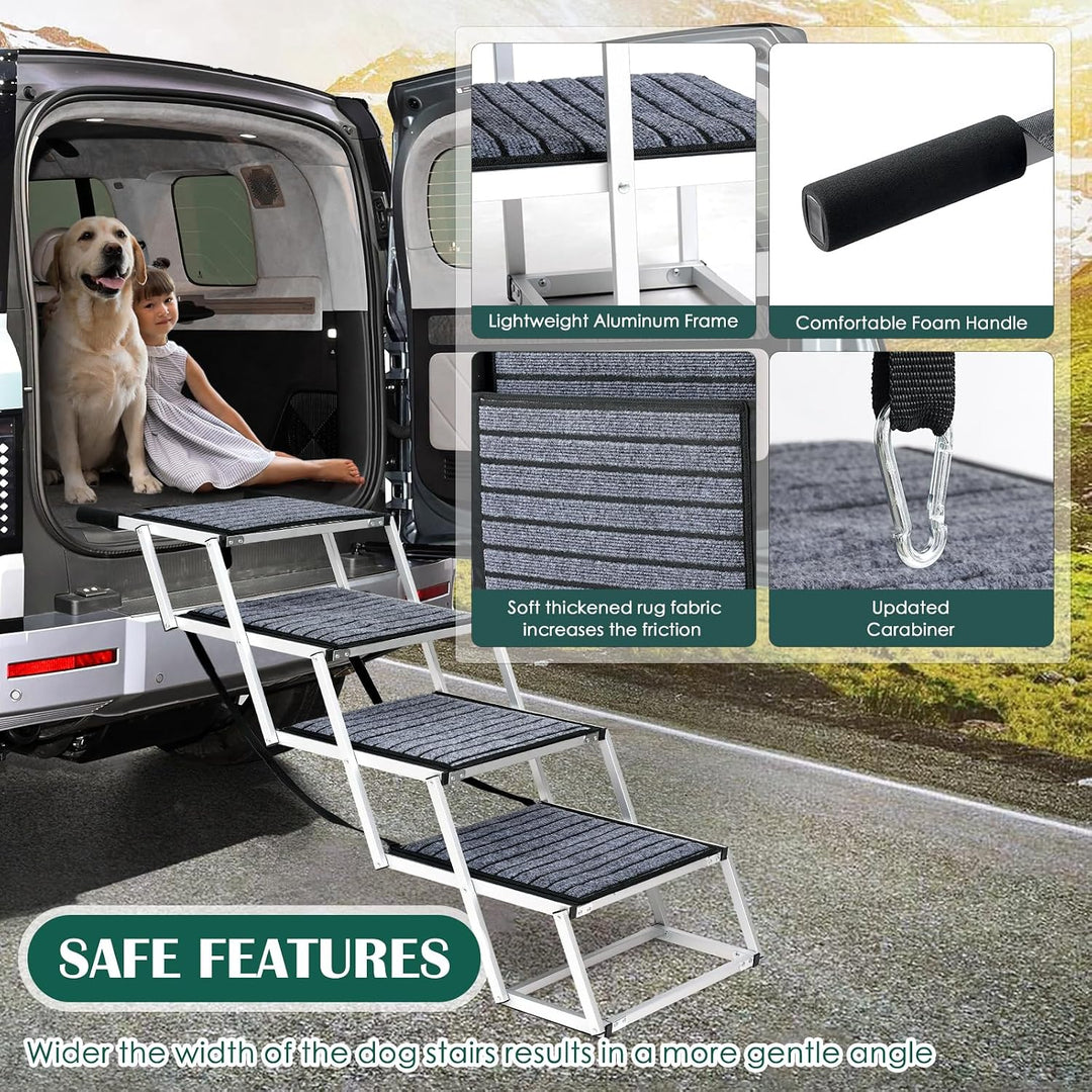 Extra breite 50,8 cm Faltbare Hunderampe für grosse Hunde, tragbare Aluminium-Haustierrampe mit Ruts