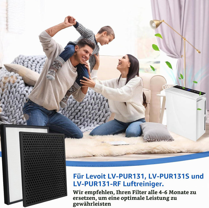 Ersatzfilter für Levoit Luftreiniger LV-PUR131 &amp; LV-PUR131S - Effizient HEPA-Kombifilter &amp; Aktivkohl