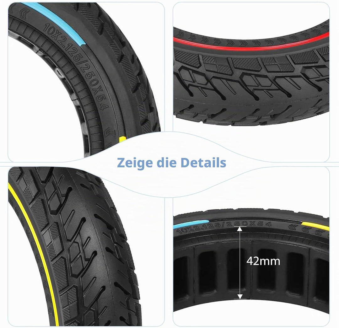 HPGAAVD 10×2.125 E Scooter Solid Reifen，10 Zoll Vollgummireifen e scooter für Ninebot F20 F25 F30 F4