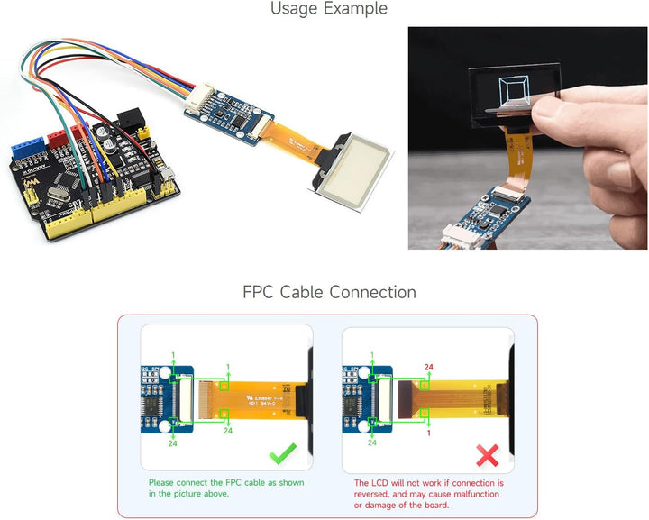 Waveshare 1.51inch Transparent OLED 128×64 Resolution Light Blue Color Display Compatible with Raspb