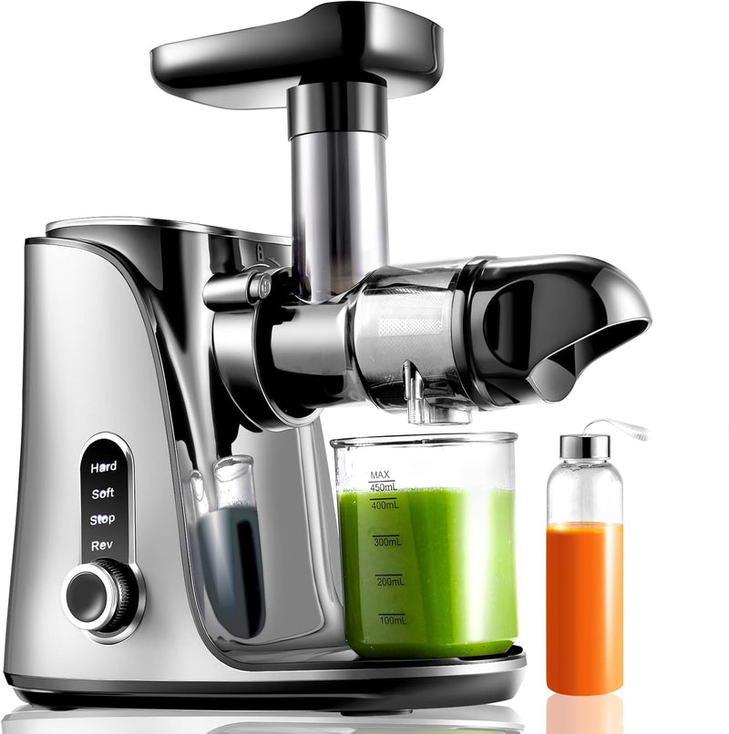 AMZCHEF Entsafter Slow Juicer leistungsstarker Entsafter für Obst und Gemüse mit 2 Geschwindigkeitsm