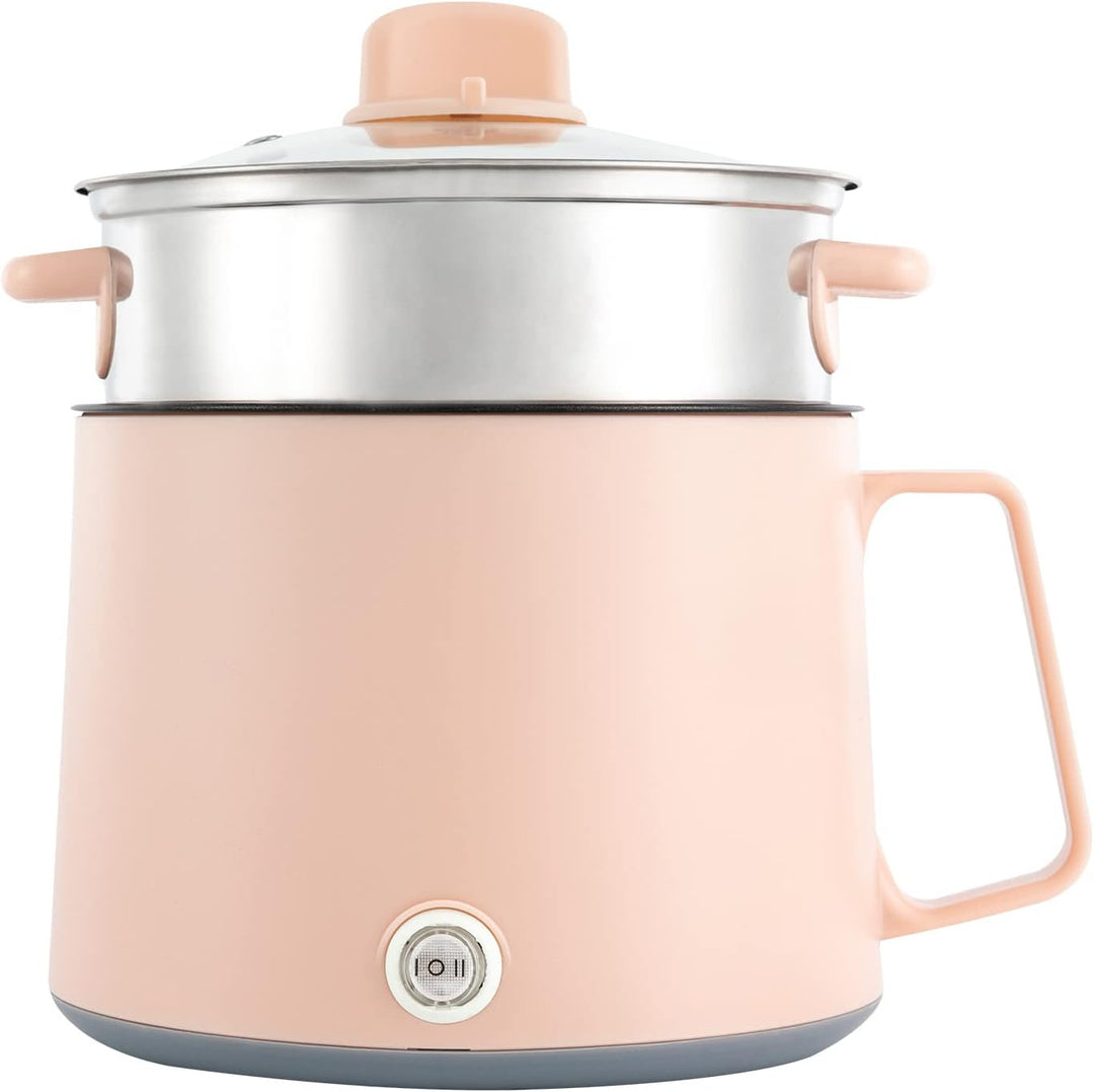 Elektrische Hot Pot und Dampfgarer, 1.7L Tragbare Mini Antihaft Multikocher, Ramen Kocher, Leistungs