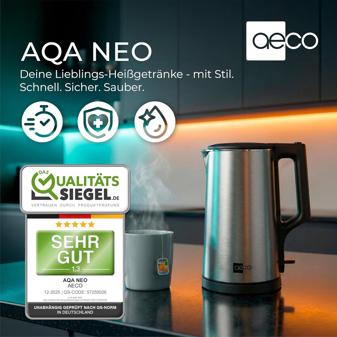 aeco AQA NEO elektrischer Wasserkocher Edelstahl Tee-Kocher Teebereiter electric kettle tea-maker bo